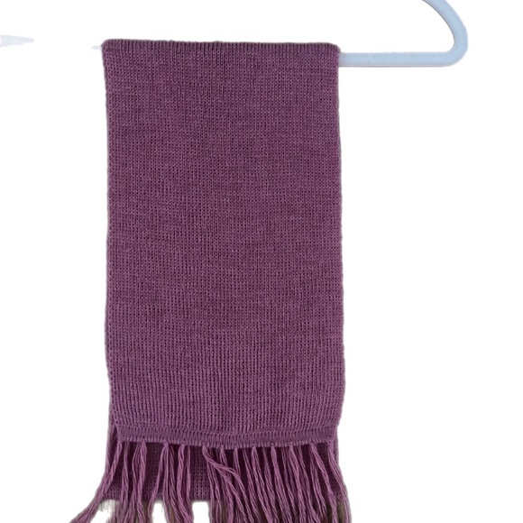 Mauve Baby Alpaca fringed preppy scarf - Picture 3 of 5